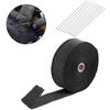 Exhaust Heat Wrap 2000℉ Black Car Exhaust Pipe Heat Insulation Wrap 50mm X 15m with 10 Stainless Steel Cable Ties Pipe Wrap