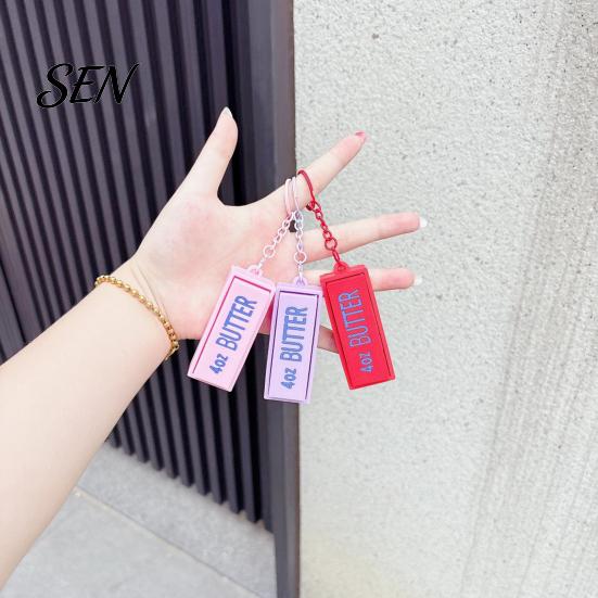 Colorful Backpack Ornament Butter Bar Fidget Keychain, Clicker Toy for Stress Relief, Cute Portable PLA Accessory Macaron Color Bag Charm, Novelty