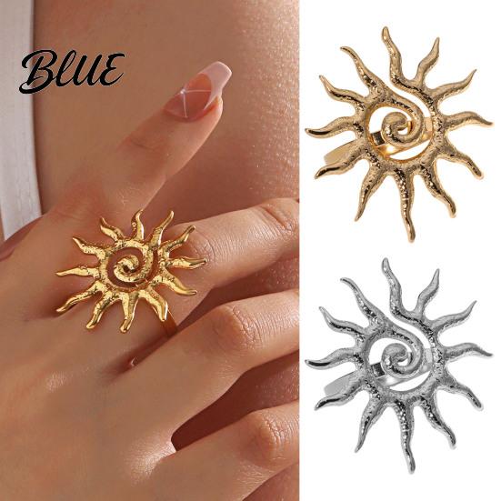 Index Finger Ring Middle Sun Pattern Open Adjustable Fit Women