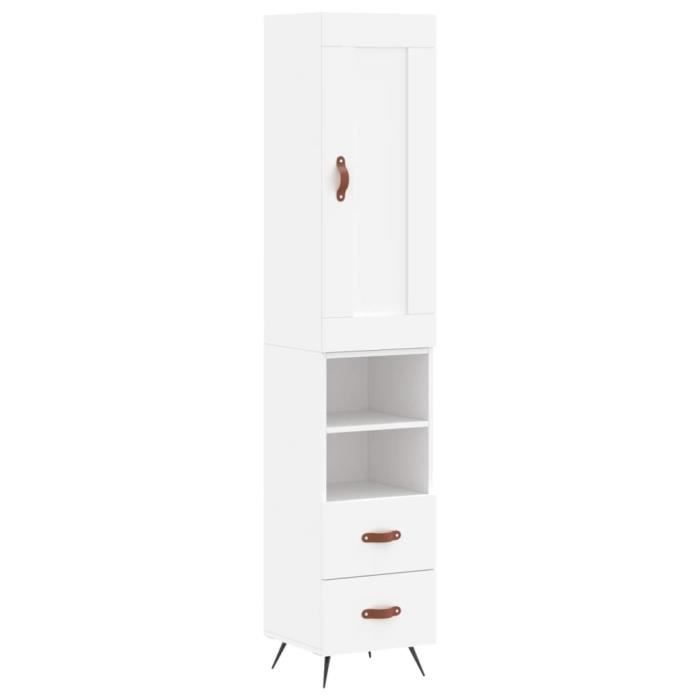 VidaXL Buffet haut Blanc 34,5x34x180 cm Bois d'ingénierie 3200233