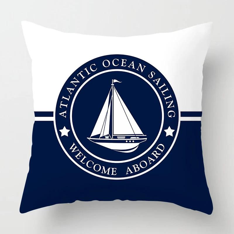 Nordic Dark Blue Nautical Collection Pillowcase Home Decor Sofa Decoration Cushion Cover