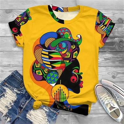 Dámské tričko African Black Girl 3D tisk Zvířecí Streetwear Y2k Topy Krátký rukáv Léto s výstřihem do O Móda Street Harajuku Ladies