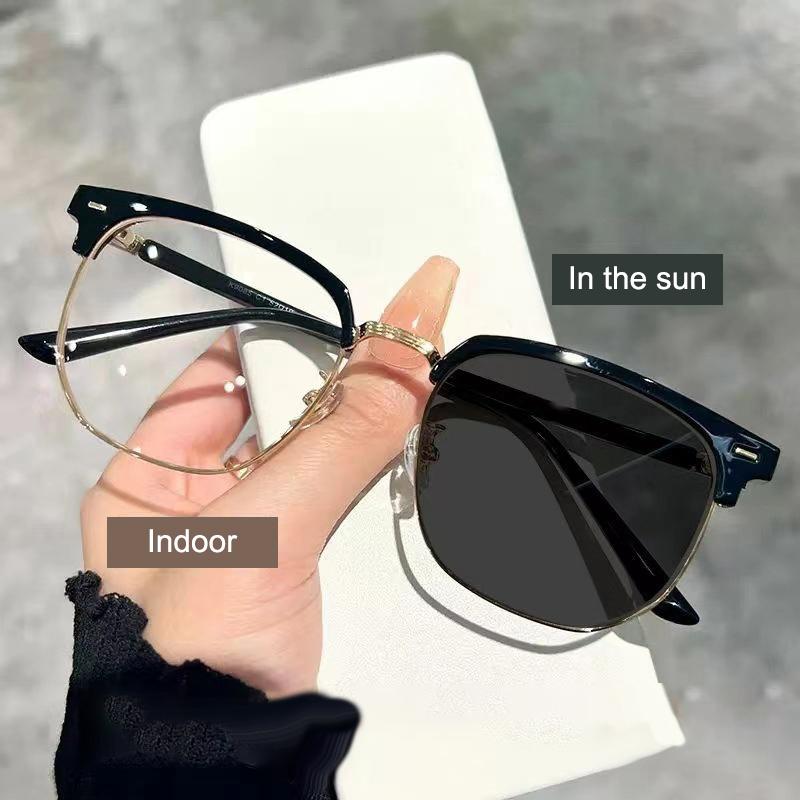 Photochromic Glasses Half Frame Anti Blue Sunglasses Eye Protection Computer Eyeglasses Eyewear For Women Men