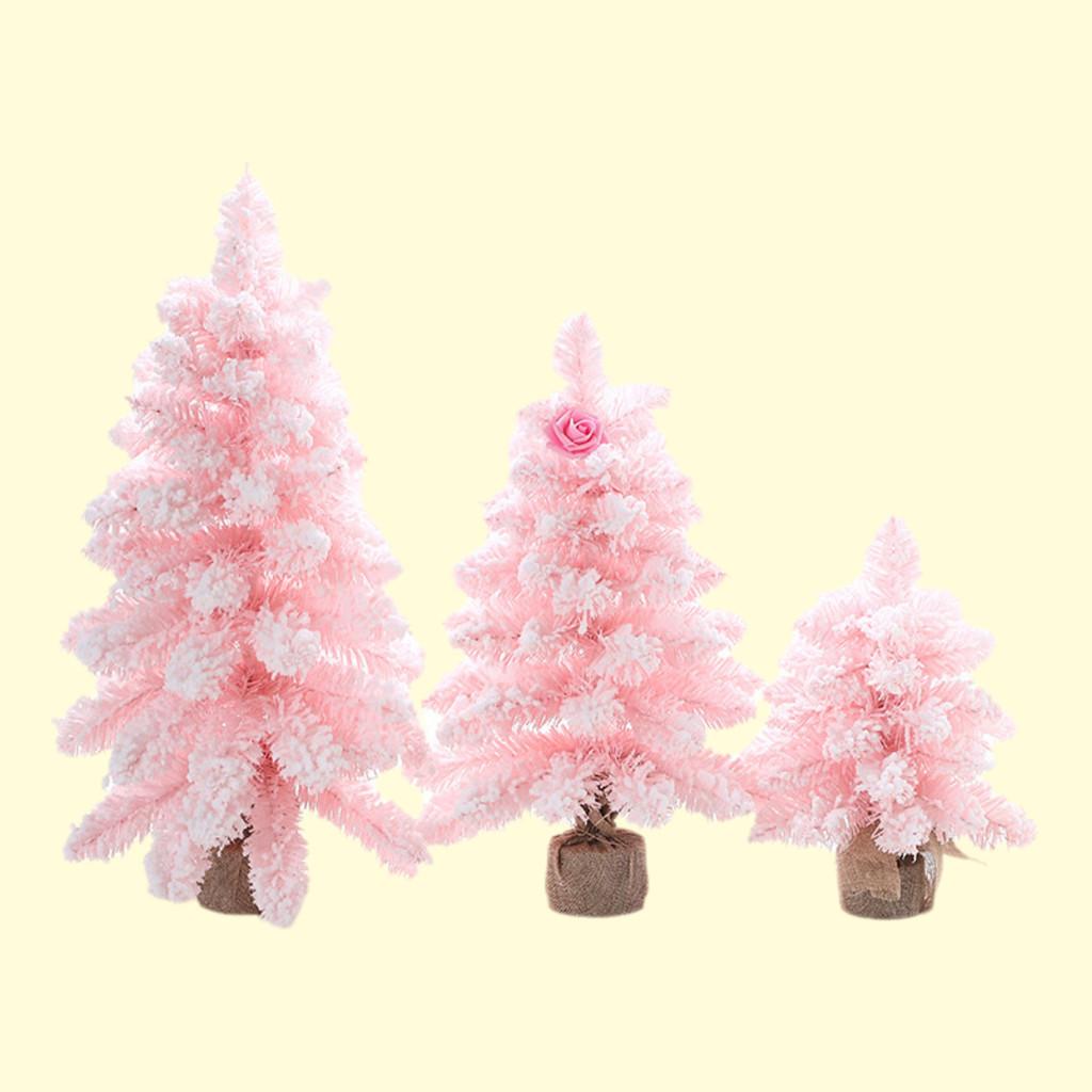 Snow Pointy Pink Spray Mini Christmas Tree Tabletop Window Decoration Decoration