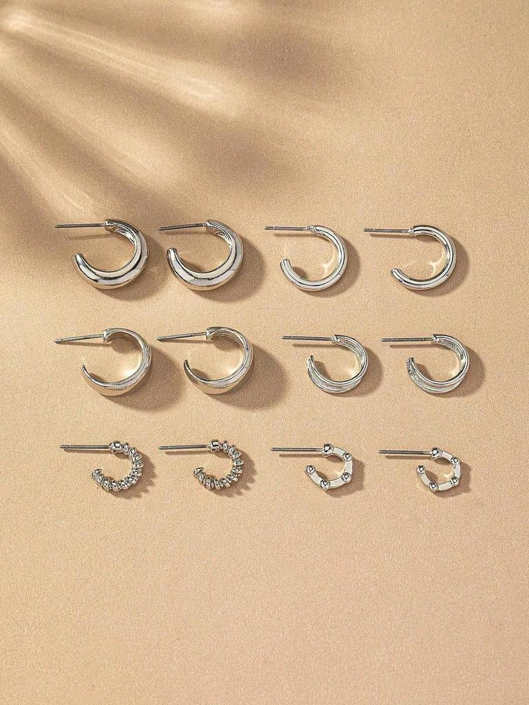 6 Paar Geometrische Form Kreativ, Modisch & Minimalistisch Tägliches Tragen Exquisite Kleine Ohrringe Für Frauen. Geeignet für den täglichen Gebrauch von Frauen