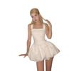 Women's White Ballet-Style Suspender Dress - Slim A-Line Fluffy Short Skirt for Summer