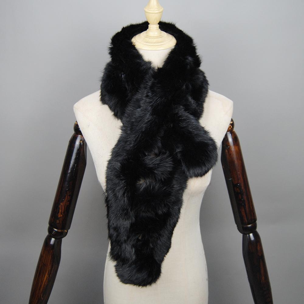 2026 New Arrival Winter Real Rabbit Fur Scarf Women Long Warm Genuine Rabbit Fur Scarves Female Knit Fluffy Pompoms Fur Scarves