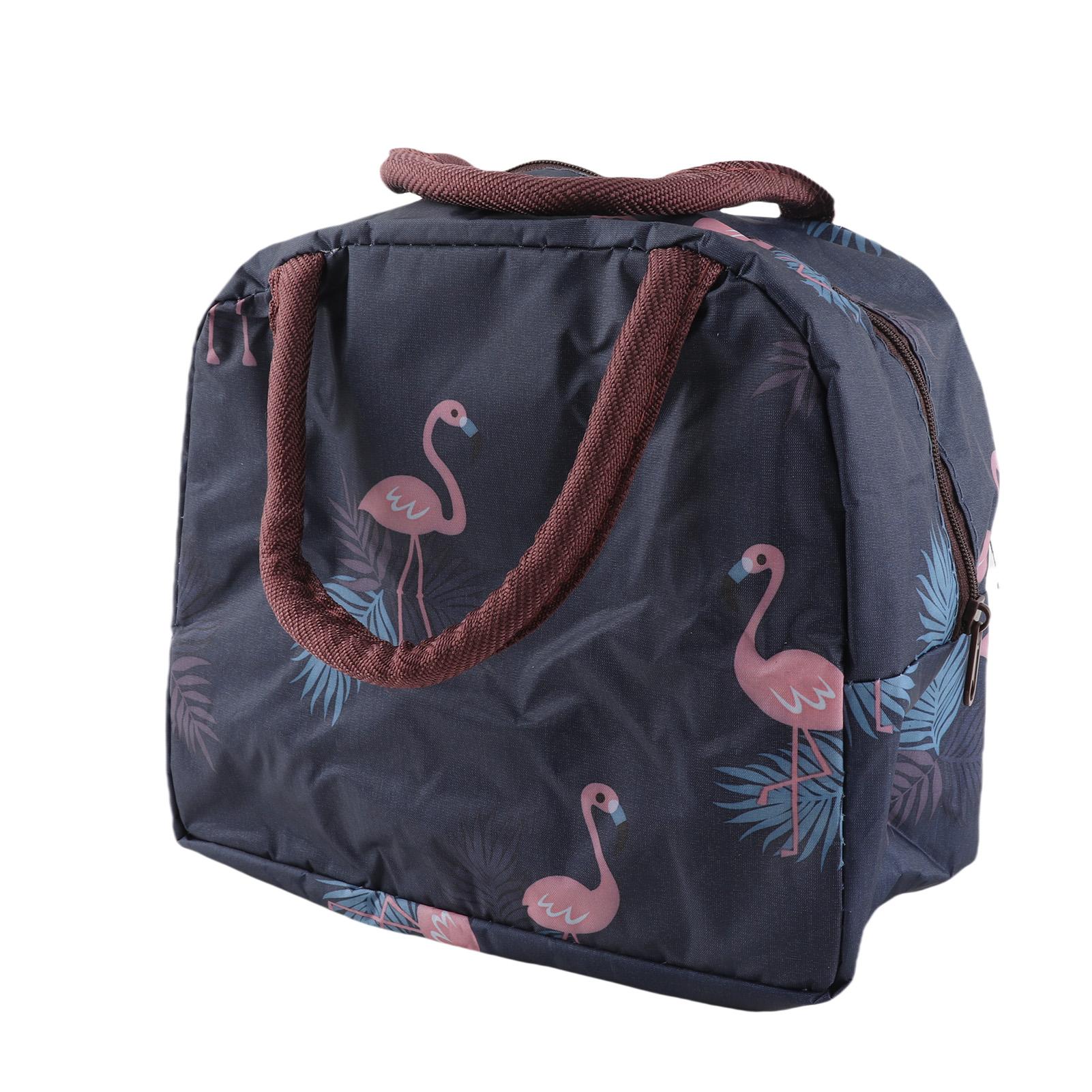 

Insulated Lunch Bag Large Capacity Flamingo Pattern Portable Thickened Lunch Bag for School Work Navy Blue Flamingo