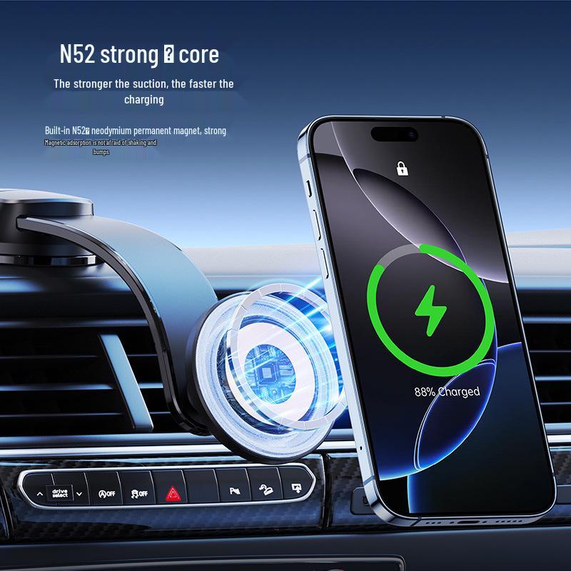 Qi2 Certified Transparent Magnetic Wireless Car Charger, 15W, Compatible with Apple Devices