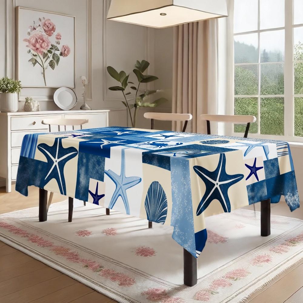 Ocean Wind Theme Rectangle Table Cloth for Table Decor Kitchen Dining Waterproof Reusable Tablecloth for Tables Indoor Outdoor