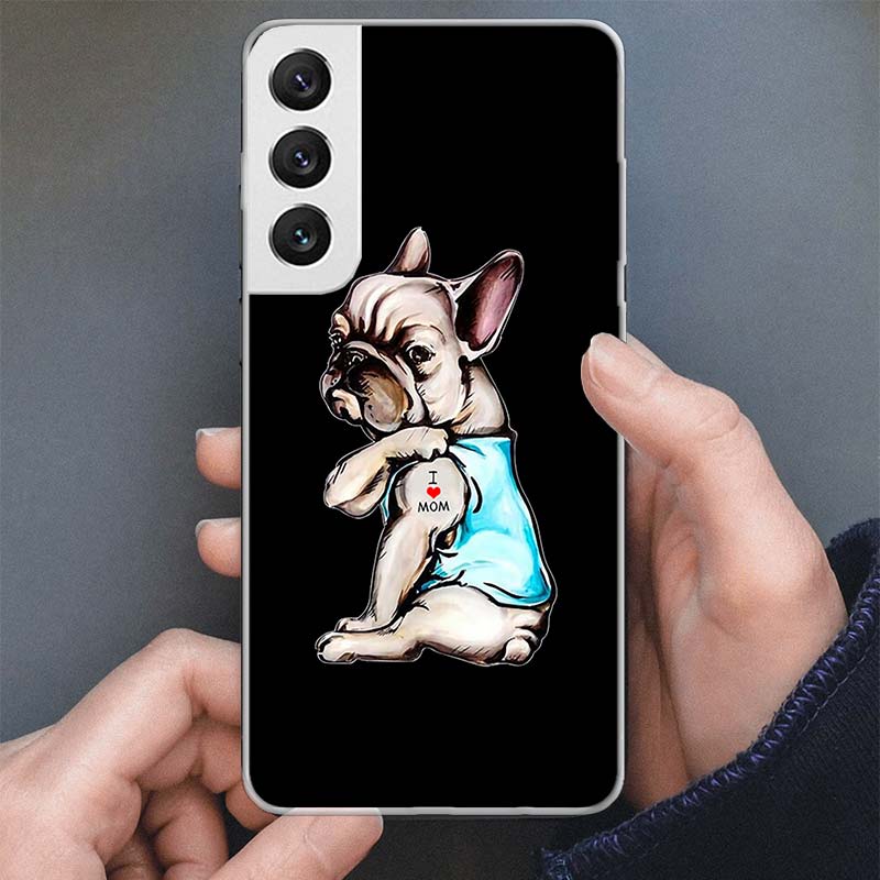 Pug I Love Mom Funny Dog Phone Case For Samsung Galaxy S25 S24 S23 Ultra S22 Plus S21 S20 FE S10 + S25Ultra S24U Soft Cover Shel