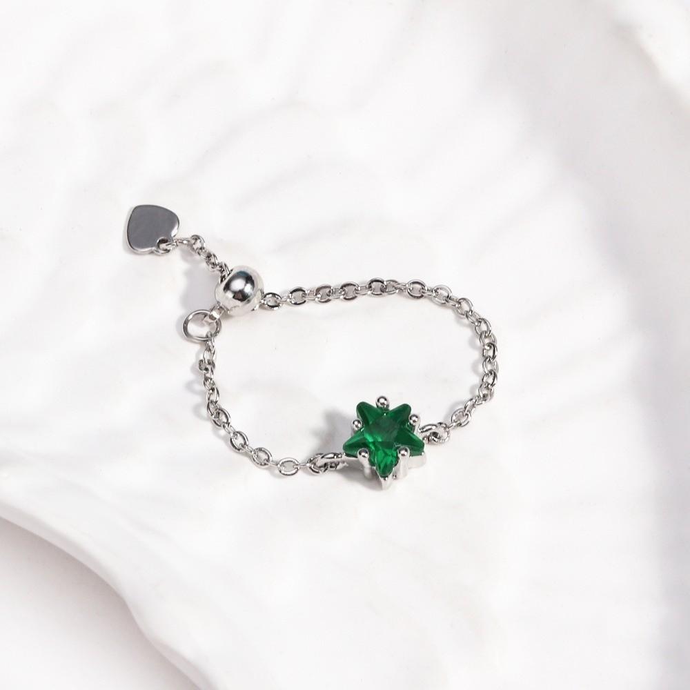Exquisite Link Chain Ring Colored Pull-out Chain Ring Stackable Rings Adjustable Charm Ring  Gift