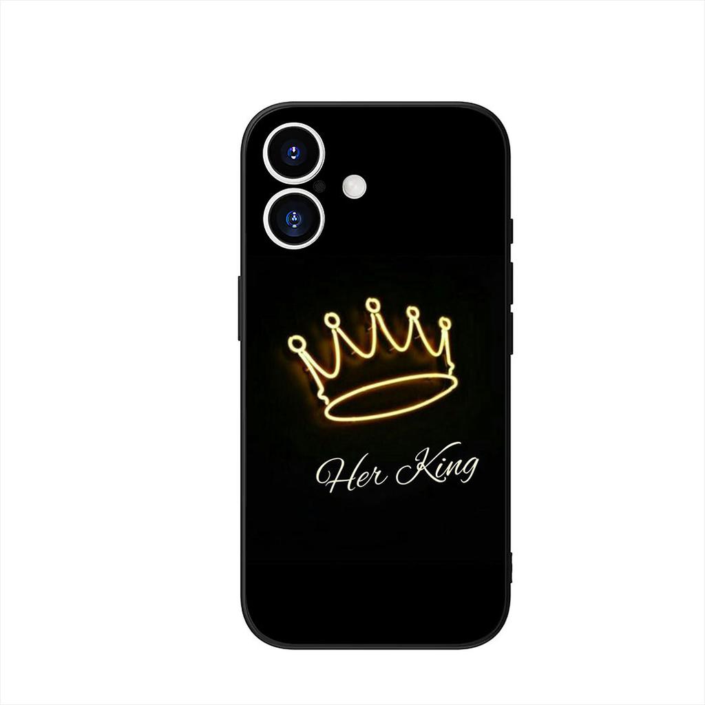 Cartoon König Königin Paar Liebhaber Handyhülle Case für Apple iPhone 16 15 14 Plus 13 12 Mini 17 Pro Max + 16E Air 16+ ProMax