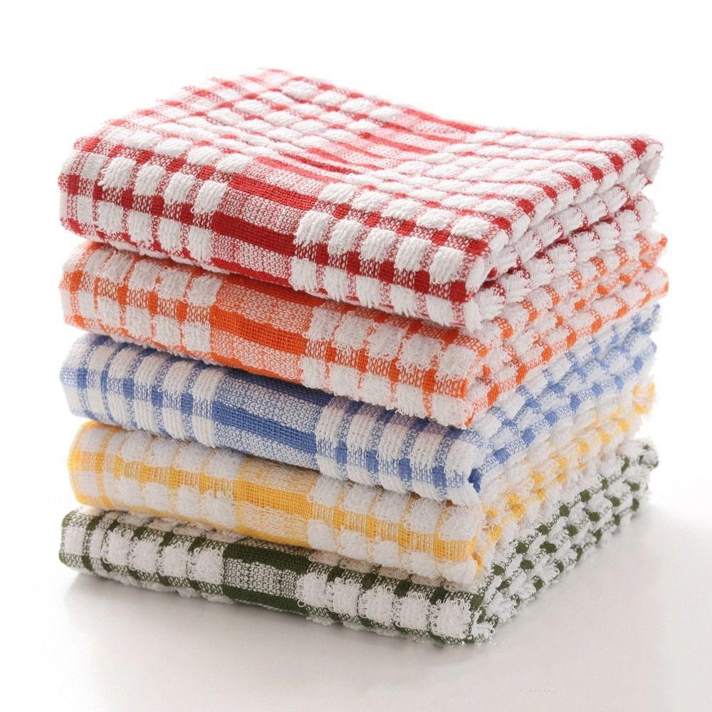 

1 Pcs Plaid Absorbent Lint Cotton Tea Towels Dish Towels Kitchen Cleaning Dish Cloths зелений