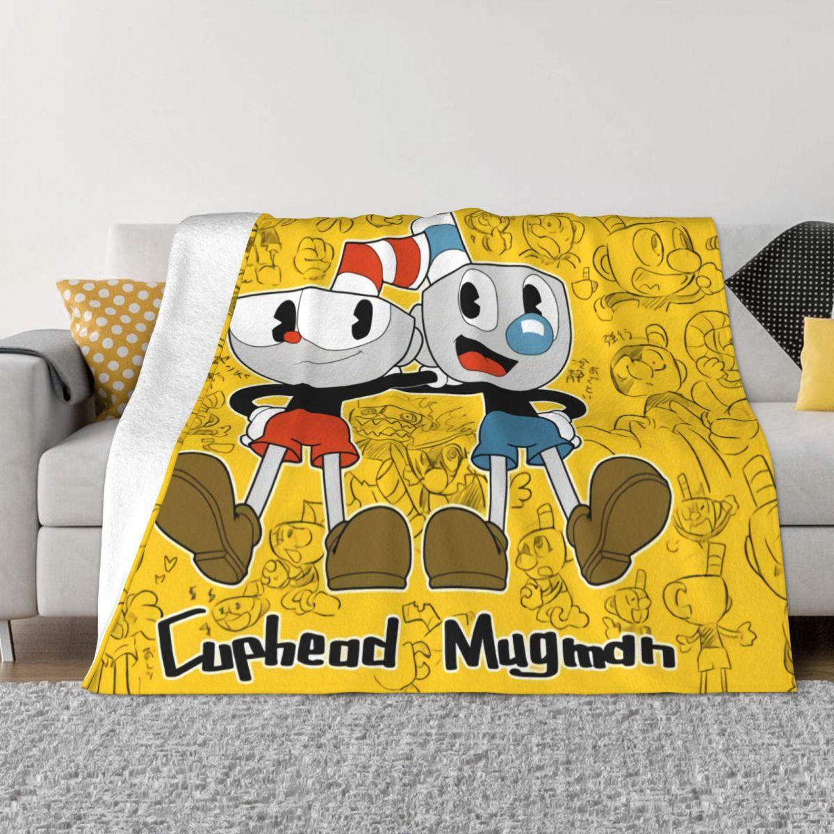 

Одеяло Mugman, теплое флисовое мягкое фланелевое одеяло для видеоигр, постельное белье, диван, путешествия, осень, мультфильм Cuphead
