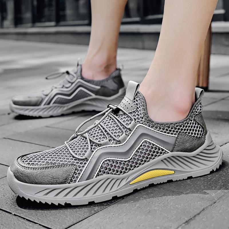 

Summer popular casual shoes, foreign trade mesh sports versatile men s shoes, breathable, lace-free and comfortable one pedal 38 серый