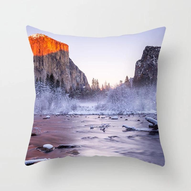 Горы и озера природный пейзаж узор роскошные украшения дома наволочка гостиная диван автомобиль наволочка 40x40cm
