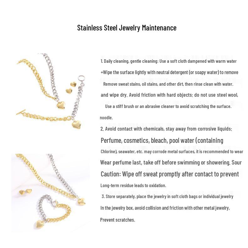 18K Gold-Plated Cuban Chain Necklace, Titanium Steel OT Buckle Bracelet, Light Luxury Fashion Earrings Set