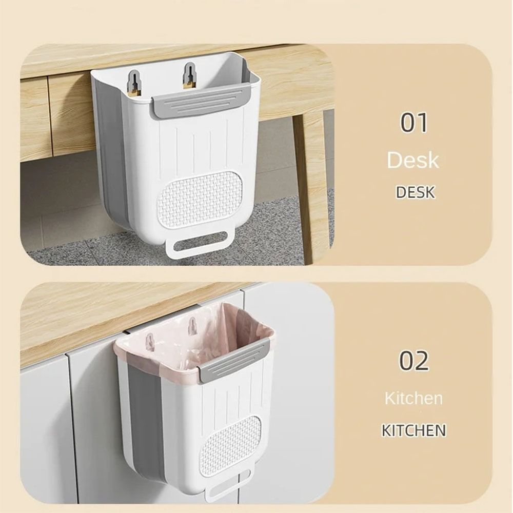 Punch-free Foldable Trash Can Space-saving Toilet Storage Bucket Wall Mount Trash Bin Bathroom