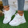 Women's Heart Patten Chunky Sneakers, Fashion Mesh Height Increasing Sports Shoes, Breathable Casual Outdoor Shoes