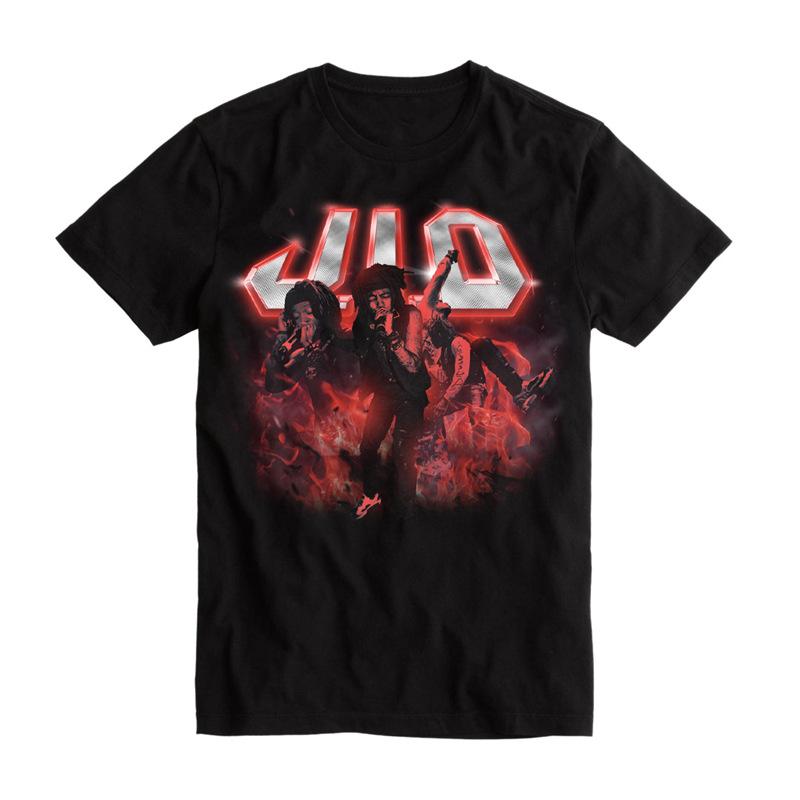 Футболка певца Оверсайз Американский JID Простой Ретро O Хай стрит Летняя Короткий рукав Классический Винтаж Рэп Чистый хлопок Короткий рукав M