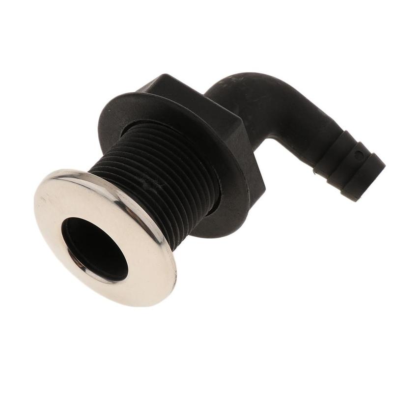 Marine Boat 90 Degree Thru Hull Fitting Through Hulls Bilge Pump Connector for Hose, 3/8-inch, 1/2 Inch