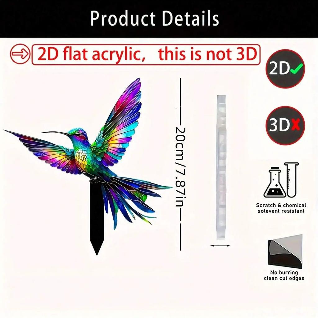 Beautiful hummingbird garden decorative stake - standing on a lamp, outdoor decoration, suitable for courtyards and lawns
