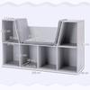 2-in-1 Children's Shelf, Shelf + Bench incl. Cushion, 103 cm x 30 cm x 62 cm, White + Gray