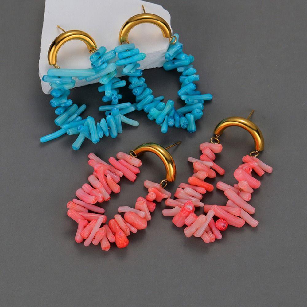 

Fashion Trend Color Irregular Tassel Earrings Ethnic Style Ear Stud Portable Stud Earring Women Style 2