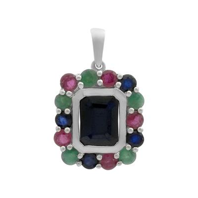 0.882ct safir, zümrüt, yakutlu gümüş kolye ucu (2182375)