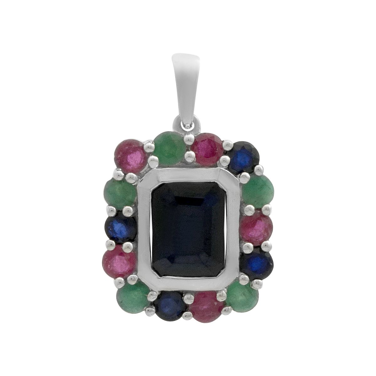 

Серебряная подвеска с сапфиром 0.882ct, изумрудом, рубином (2182375) сапфіровий