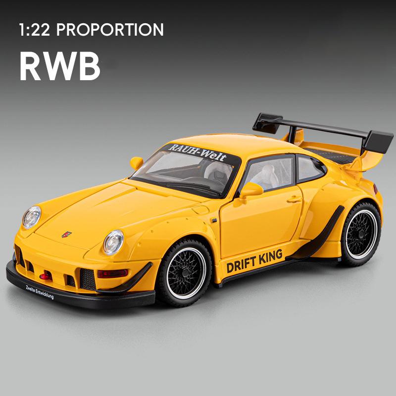 1/22 Porsche 993 RWB 911 Supercar Alloy Model Car Toy Diecasts Metal Casting Sound and Light Car Toys for Children Vehicle
