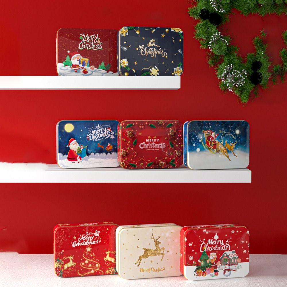 Square Christmas Box Metal Gift Packing New Candy Jar  Sugar
