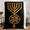 Golden Symbolic Design on Digital Background printed Flannel blanket for bedroom, living room, sofa, and nap