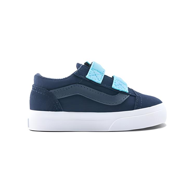 Vans Canvas And Leather Soft Comfortable Low Top Kids Skate Shoes Baby sneaker Deep-Blue VN000D1BNVY