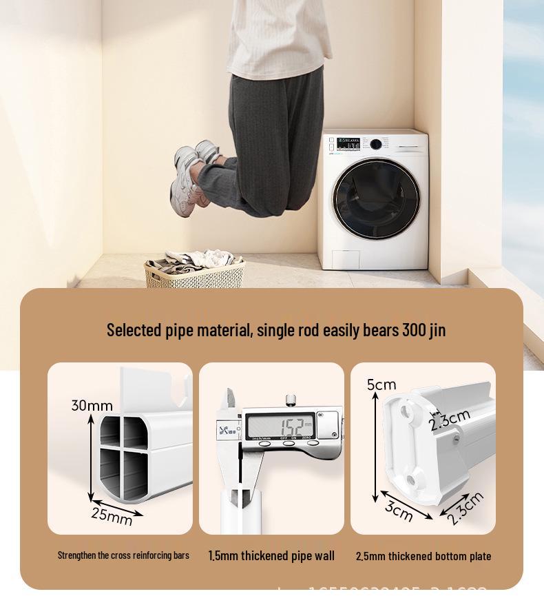 Wall-Mounted Aluminum Clothes Drying Rod with Ceiling Flange Base