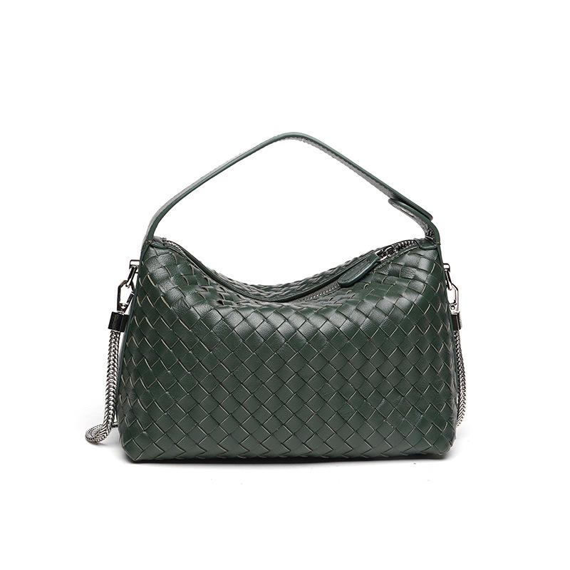 Trendy women's bags factory direct sales first layer sheepskin pure hand-woven bag portable crossbody versatile pillow bag