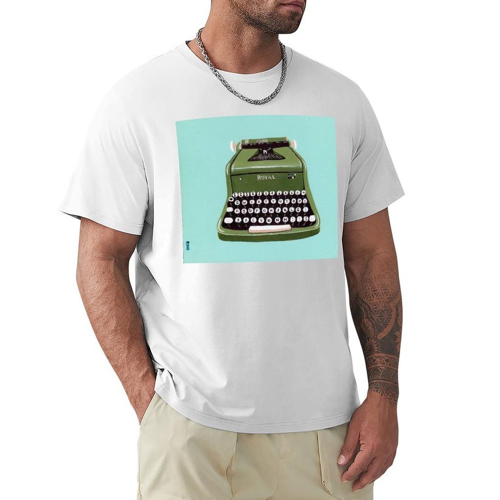 Green Royal Typewriter Tshirt Plus Size All Match Tee Shirt