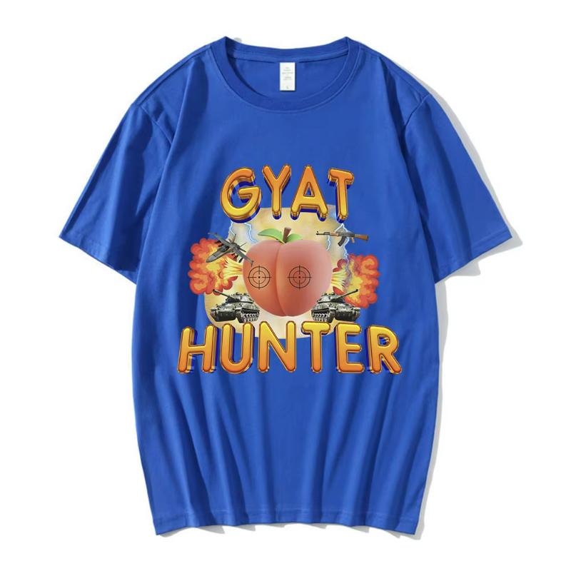 Gyat Hunter Funny Meme T-Shirt Women Fashion Vintage Short Sleeve T-shirts 100% Cotton Casual Loose Oversized T Shirt Streetwear
