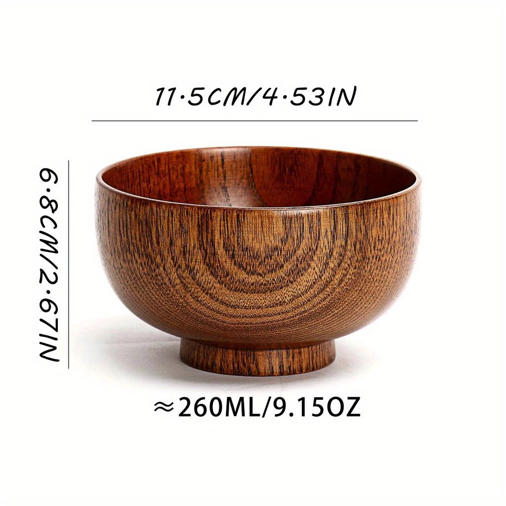 1pc Acid Jujube Wood Bowl - Heat-Resistant & Sturdy, Anti-Fall Design - Vintage Tableware for Camping & Home