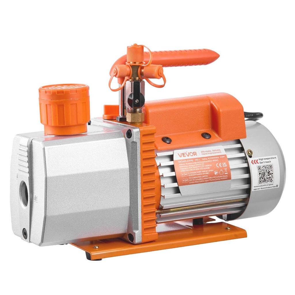 AC Vacuum Pump and Gauge Set, 7 CFM 198 L/min, Two Stage Rotary Vane HVAC Vacuum Pump, A/C Manifold Gauge Kit, for R134a R22 R410a, with Leak Detector