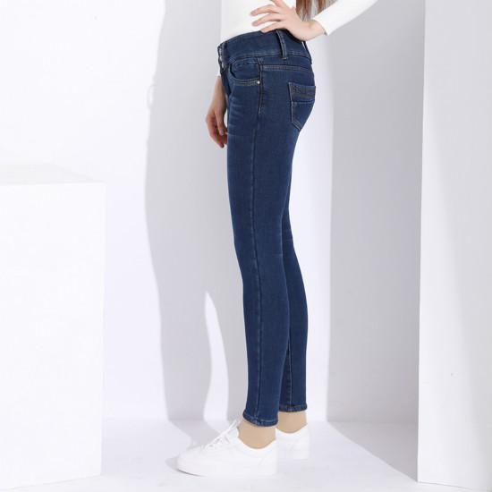 Jeans da donna con vita alta in velluto elasticizzato mamma jeans vintage caldi denim a vita alta taglie forti da donna