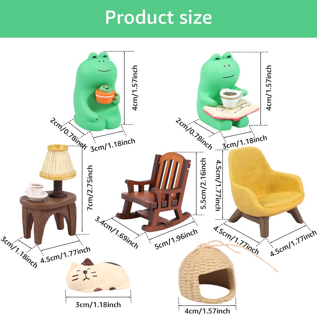 6/7Pcs Mini Frog Figurines Ornamen Funny Desk Decor for Home Bedroom Decor Birthday Gift Simulated Miniature Animal Collectible