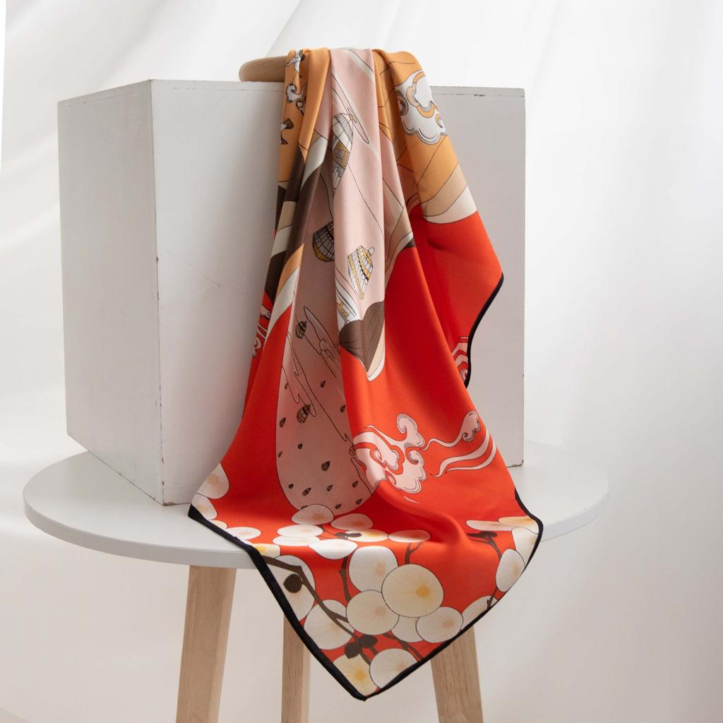 Mulberry Silk Silk Scarf for Mother In Law and Elder Gift Thin Sunshade Women's Square Scarf Elegant and Versatile