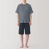 MUJI Towel Double Sided Pile Short Sleeve Room Wear Set FB0XZA5S Dark Navy Border XS Men's Men's Men's