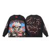 Mens Oversized Cotton Long Sleeve Tee With Skull Graphic Print Streetwear Rock Band Style Loose Fit Teens Adults