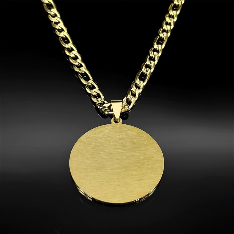 Afrikanisches Ethnisch Amazigh Berber Symbol Medaillon Anhänger Halskette für Damen Herren Edelstahl Gold Silber Farbe Hip Hop Schmuck