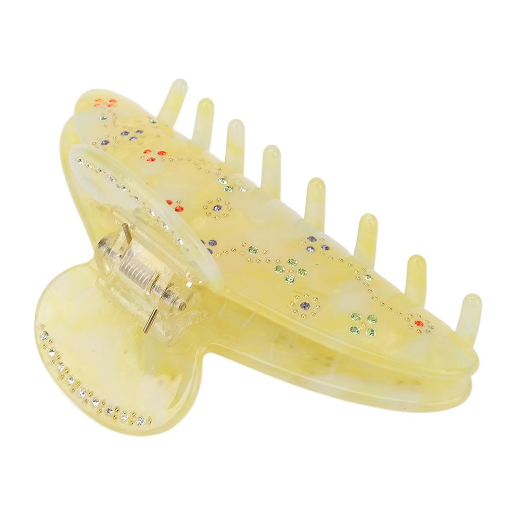 Retro Rhinestones Hair Claw Clip Women Girls Yellow Fashionable Strong Hold Jaw Clip for Thin Thick Curly Hair