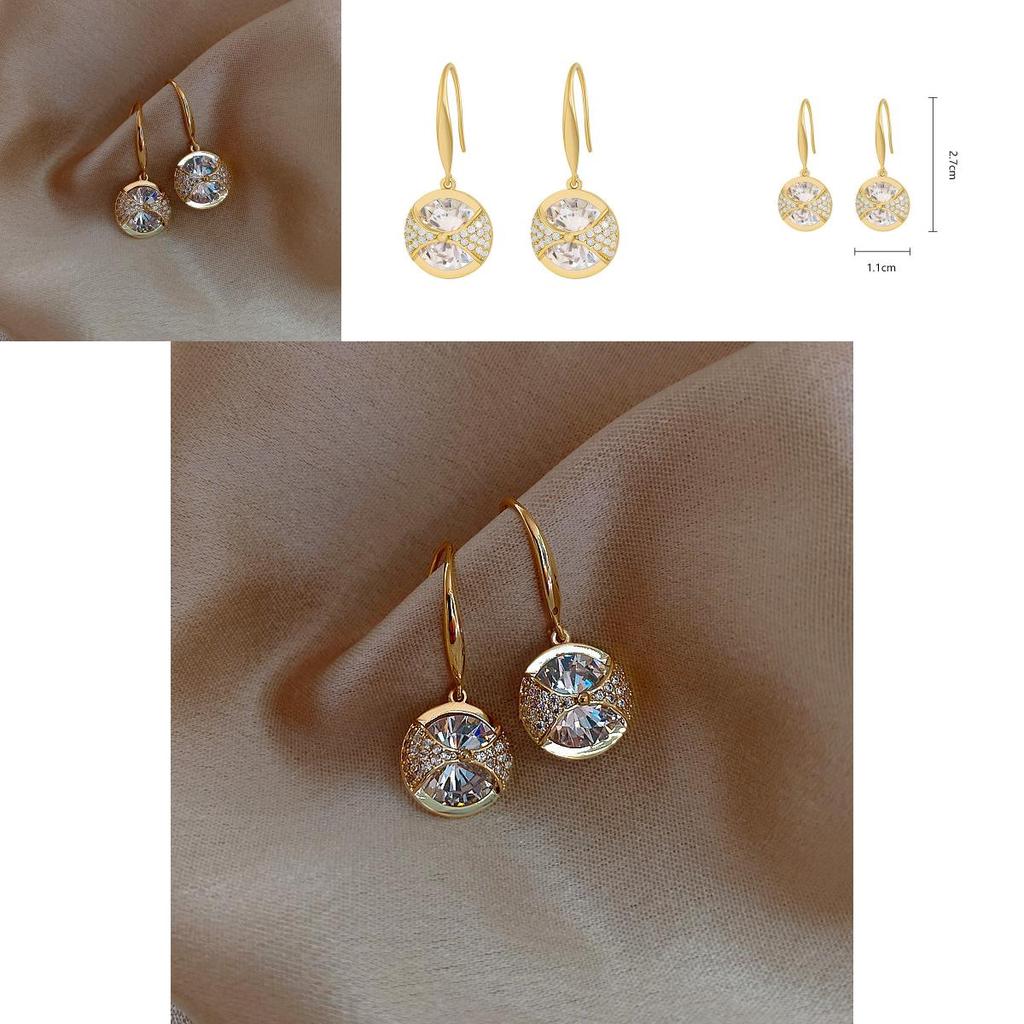 Silberne Ohrringe Rund Legierung Wasser Strass Modeschmuck für Frauen