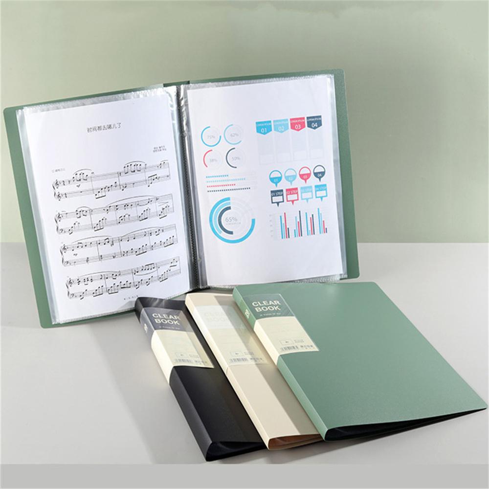 A4 File Folder Display Book 20/30/40/60 Pages Transparent Insert Paper Document Organizer Bag Office School Supplies Quality